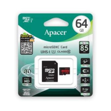 Карта памяти, Apacer, AP64GMCSX10U5-R, MicroSDXC 64GB, с адаптером SD (5 лет)