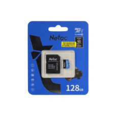 Карта памяти, Netac, NT02P500STN-128G-R, MicroSDXC 128GB с адаптером SD (5 лет)